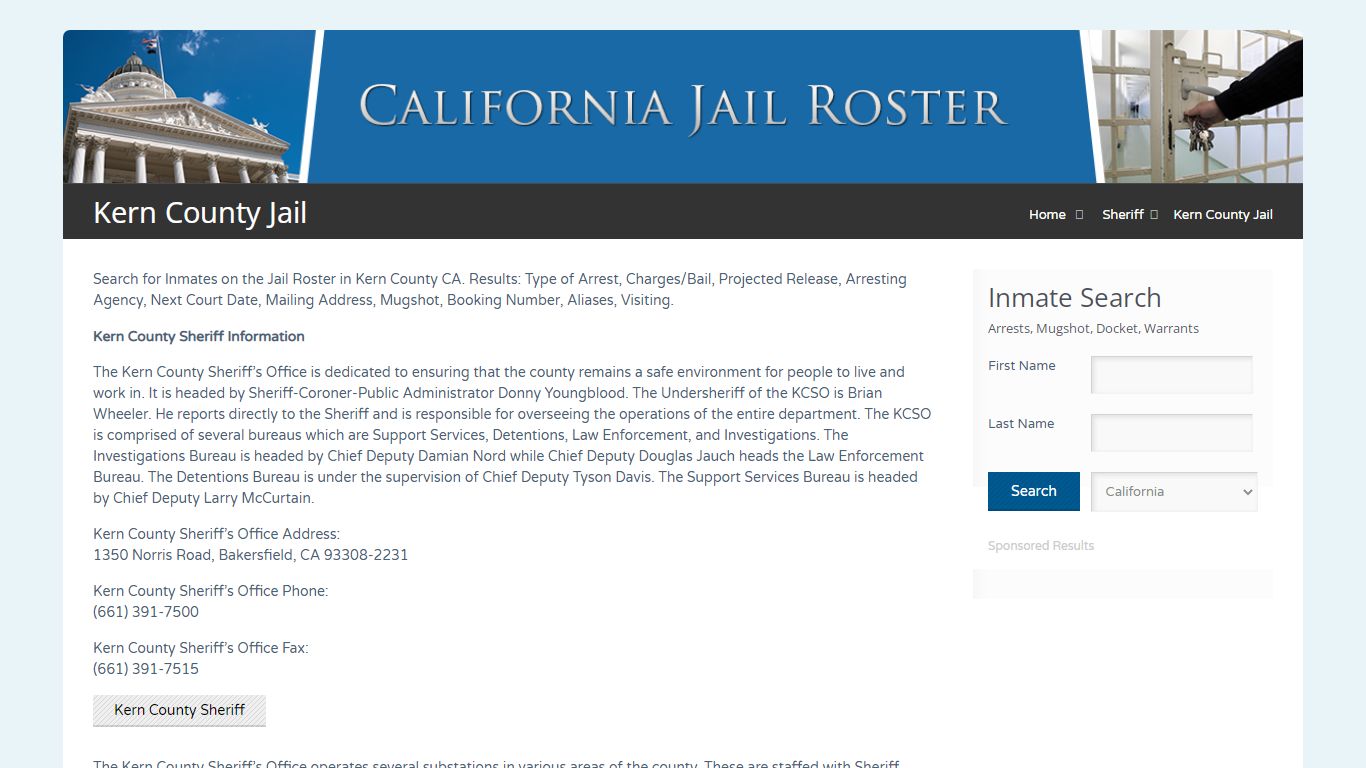 Kern County Jail | Jail Roster Search